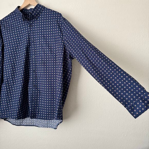 EXPRESS Mens Blue Pattern Dress Shirt Button Up Work Office Club Formal Size XL - Picture 4 of 10